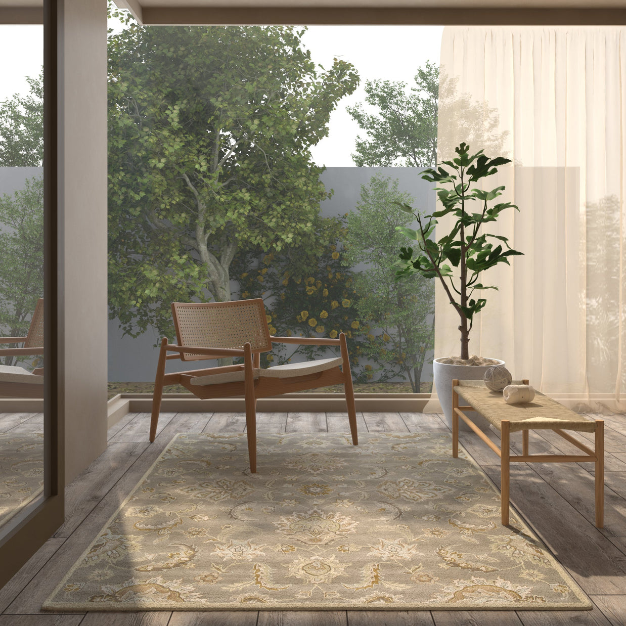 Carpet For Living room 2'6X4 Feet Beige And Brown Wool Rectangle Oriental And Traditional Rug