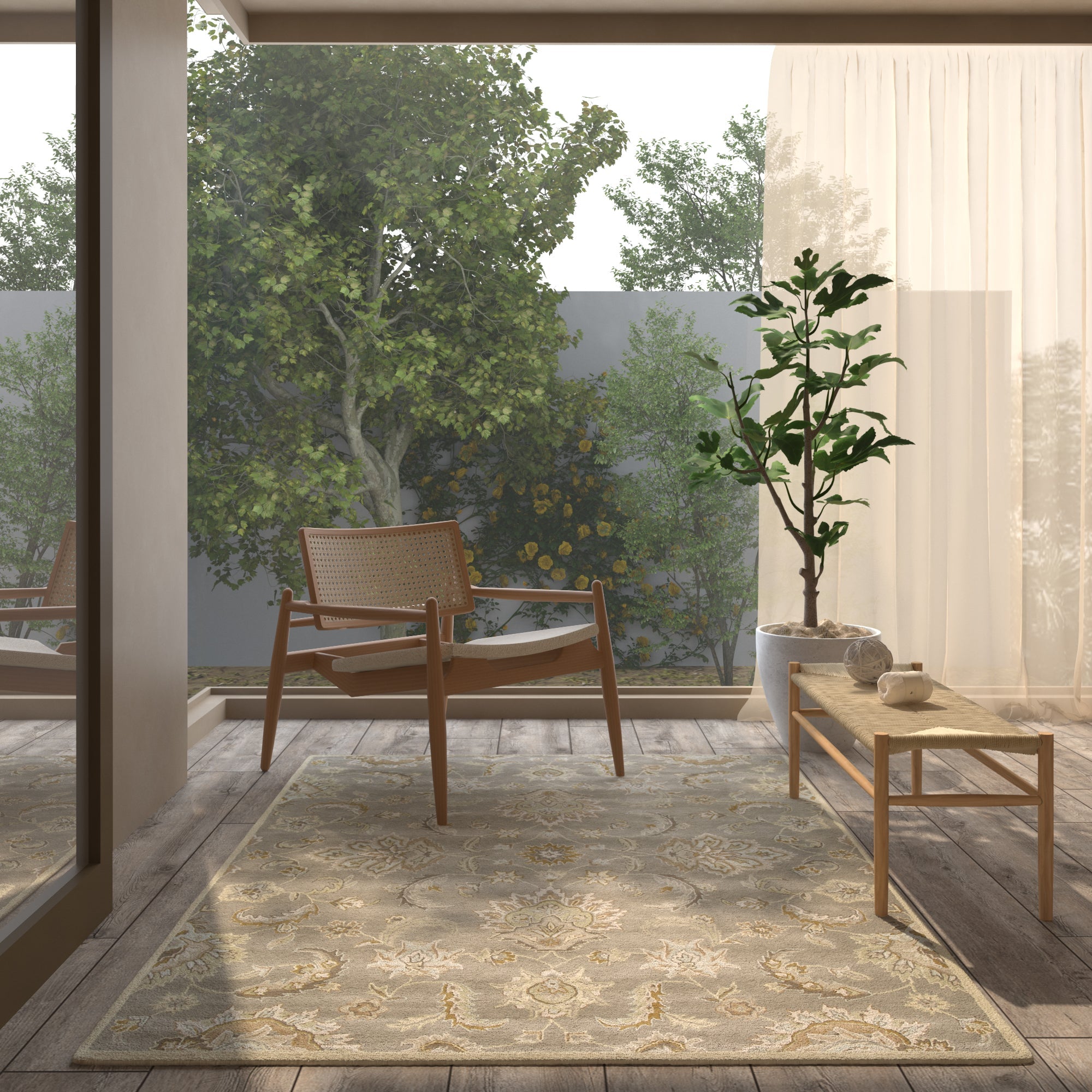 Carpet For Living room 2'6X4 Feet Beige And Brown Wool Rectangle Oriental And Traditional Rug