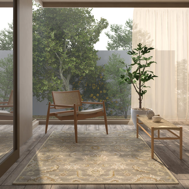 Carpet For Living room 2'6X4 Feet Beige And Brown Wool Rectangle Oriental And Traditional Rug