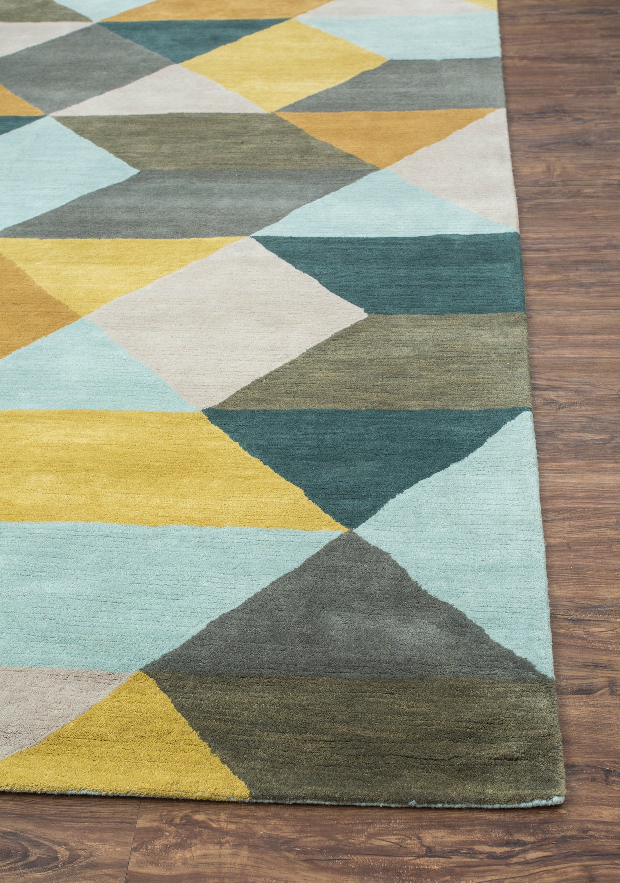 Carpet For Living room 8X11 Feet Blue Wool Rectangle Geometric And Stripes Rug