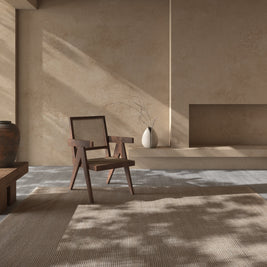 Carpet For Living room 3'6x5'6 Feet Beige and Brown Wool and Viscose Rectangle Solid Rug