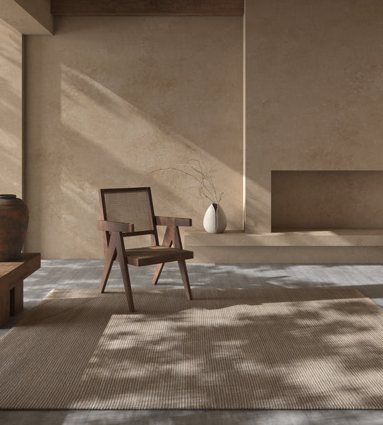 Carpet For Living room 3'6x5'6 Feet Beige and Brown Wool and Viscose Rectangle Solid Rug