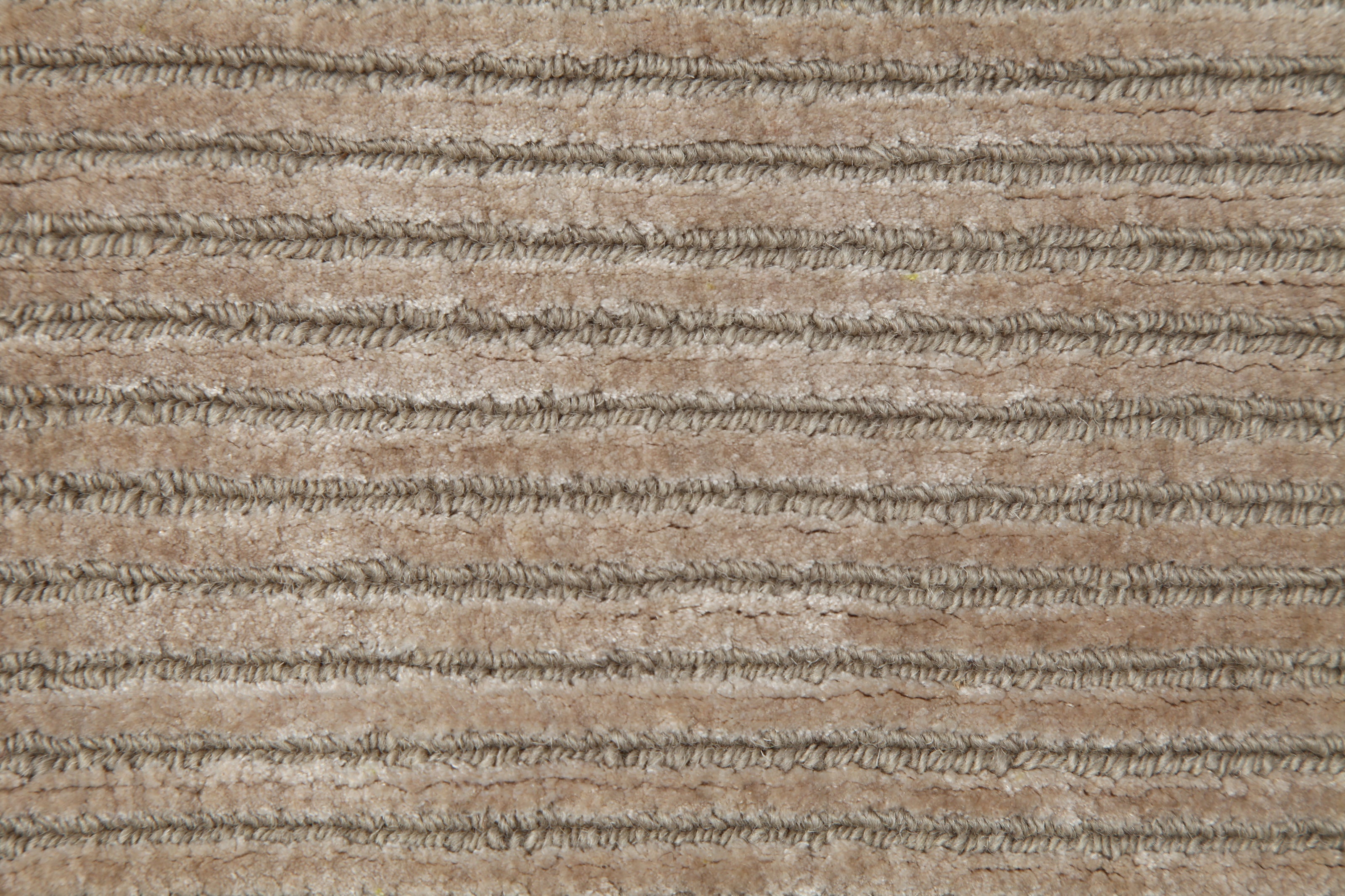 Carpet For Living room 3'6x5'6 Feet Beige and Brown Wool and Viscose Rectangle Solid Rug