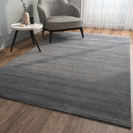 Carpet For Living room 3'6X5'6 Feet Blue Wool & Viscose Rectangle Solid Rug