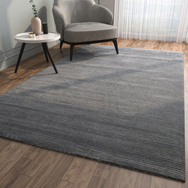 Carpet For Living room 9X12 Feet Blue Wool & Viscose Rectangle Solid Rug