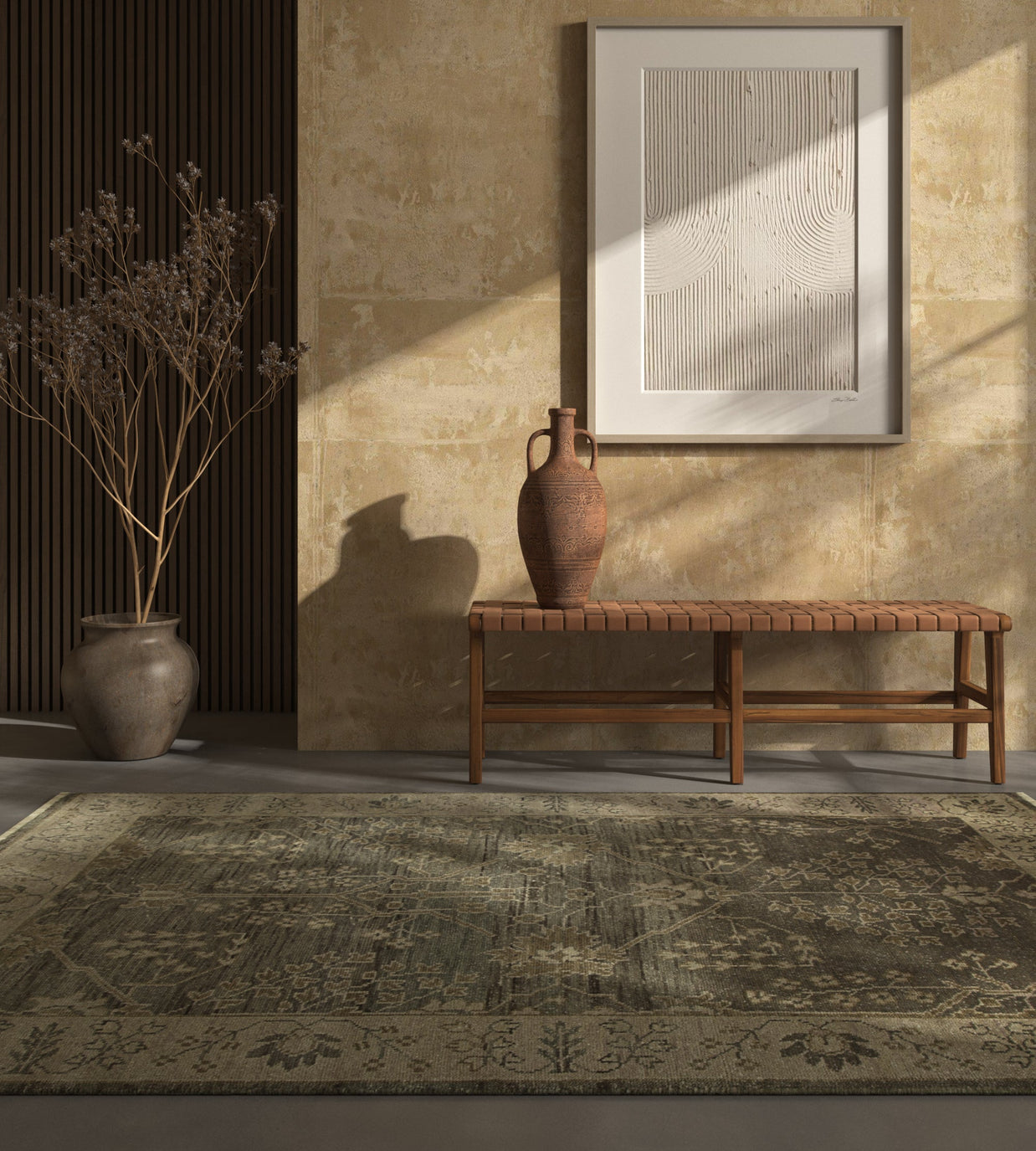 Carpet For Living room 8x10 Feet Grey and Black Wool Rectangle Oriental and Traditional Rug