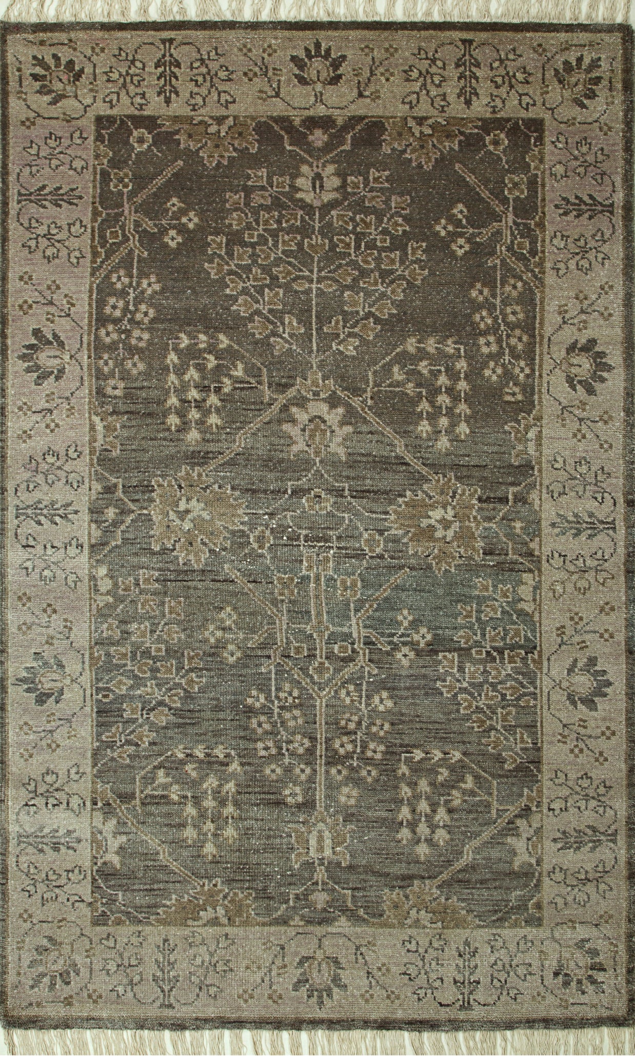 Carpet For Living room 8x10 Feet Grey and Black Wool Rectangle Oriental and Traditional Rug