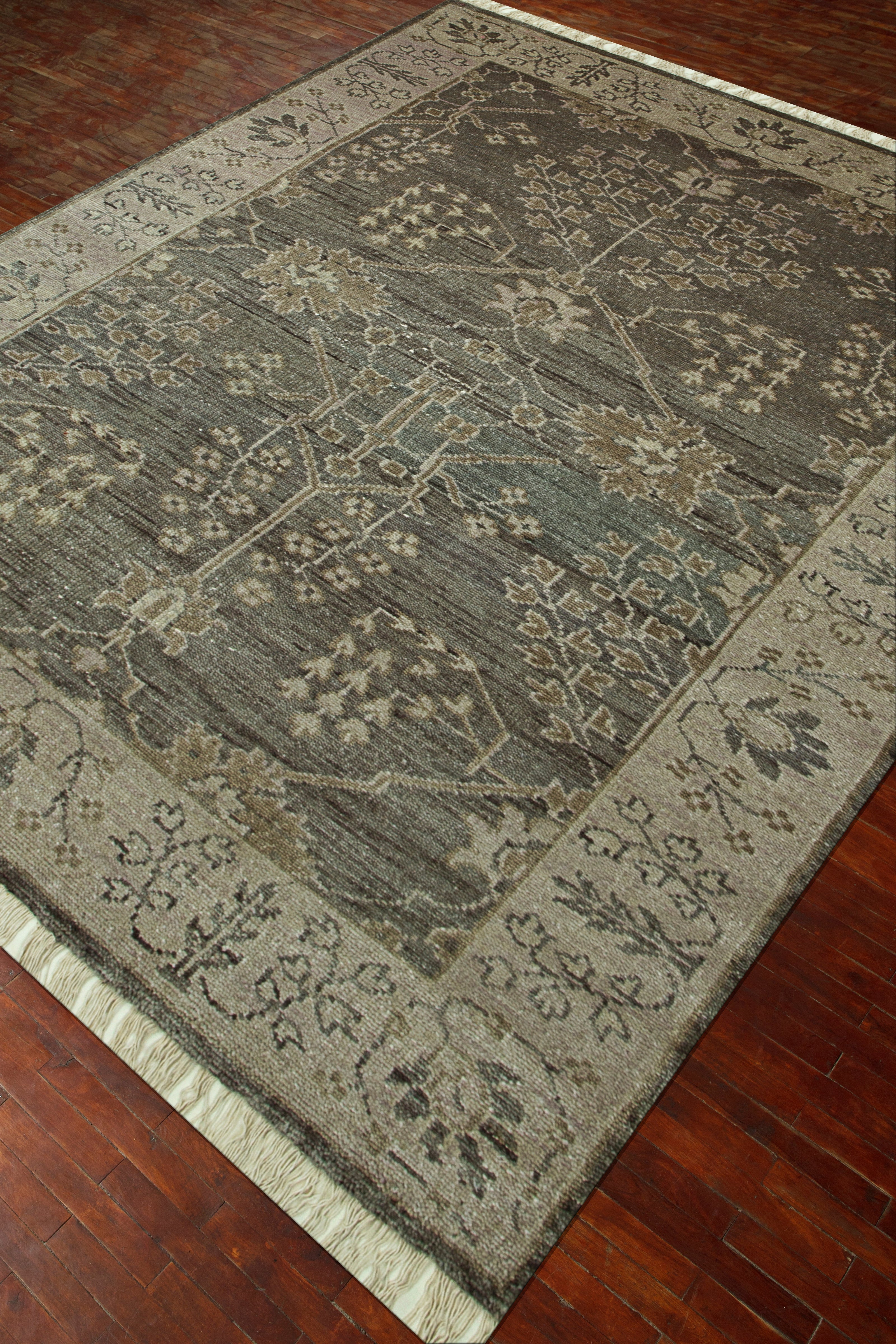 Carpet For Living room 8x10 Feet Grey and Black Wool Rectangle Oriental and Traditional Rug