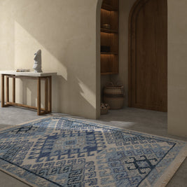 Carpet For Living room 2x3 Feet Blue Wool Rectangle Moroccan and Tribal Rug