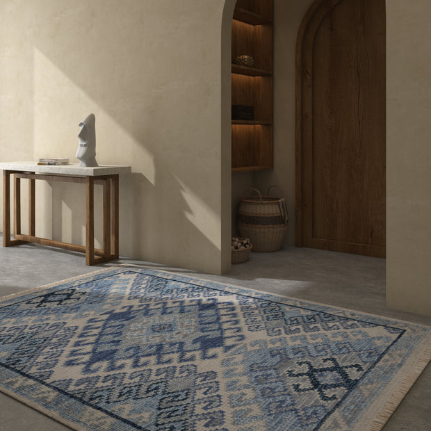 Carpet For Living room 2x3 Feet Blue Wool Rectangle Moroccan and Tribal Rug