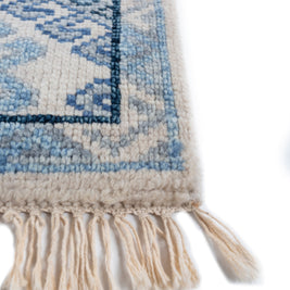 Carpet For Living room 2x3 Feet Blue Wool Rectangle Moroccan and Tribal Rug