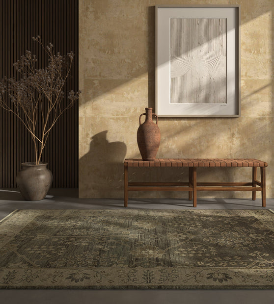 Carpet For Living room 2x3 Feet Grey and Black Wool Rectangle Oriental and Traditional Rug