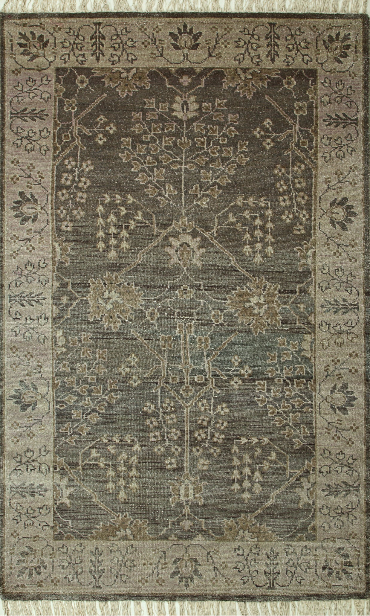 Carpet For Living room 2x3 Feet Grey and Black Wool Rectangle Oriental and Traditional Rug