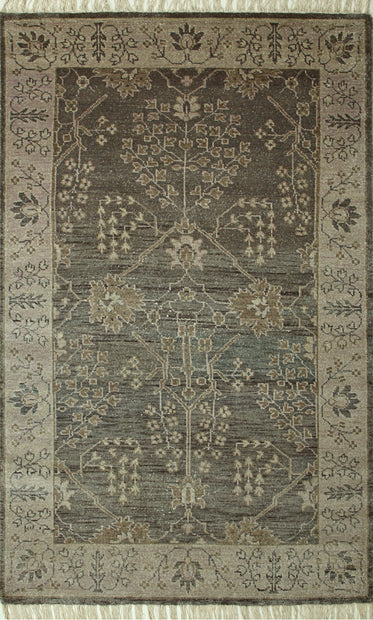 Carpet For Living room 2x3 Feet Grey and Black Wool Rectangle Oriental and Traditional Rug