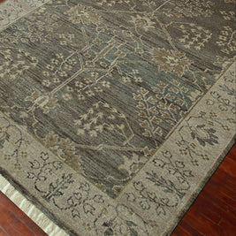 Carpet For Living room 2x3 Feet Grey and Black Wool Rectangle Oriental and Traditional Rug