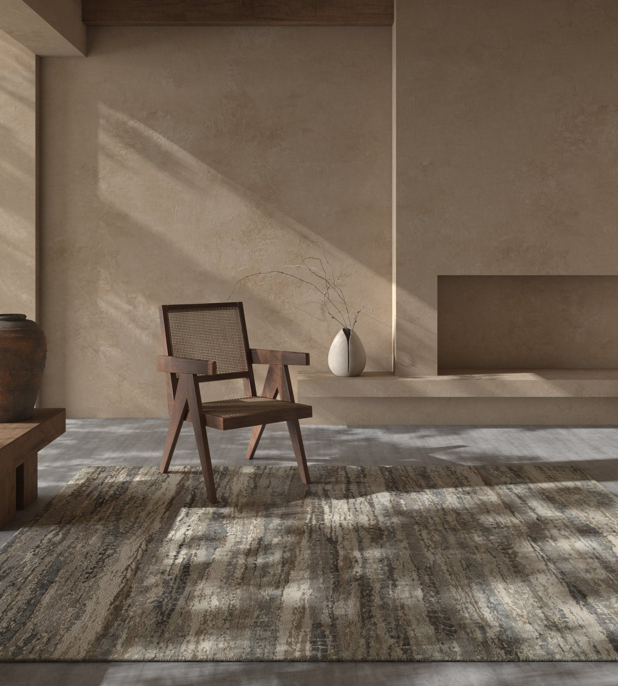 Carpet For Living room 2x3 Feet Ivory Wool and Bamboo Silk Rectangle Abstract Rug