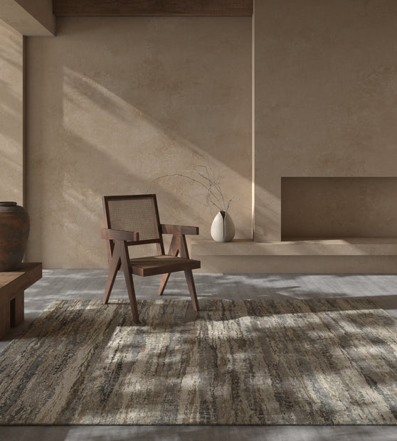 Carpet For Living room 2x3 Feet Ivory Wool and Bamboo Silk Rectangle Abstract Rug