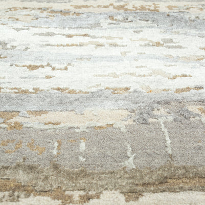 Carpet For Living room 2x3 Feet Ivory Wool and Bamboo Silk Rectangle Abstract Rug