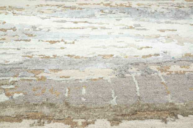 Carpet For Living room 2x3 Feet Ivory Wool and Bamboo Silk Rectangle Abstract Rug