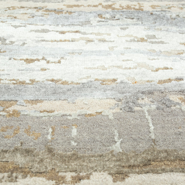 Carpet For Living room 2x3 Feet Ivory Wool and Bamboo Silk Rectangle Abstract Rug