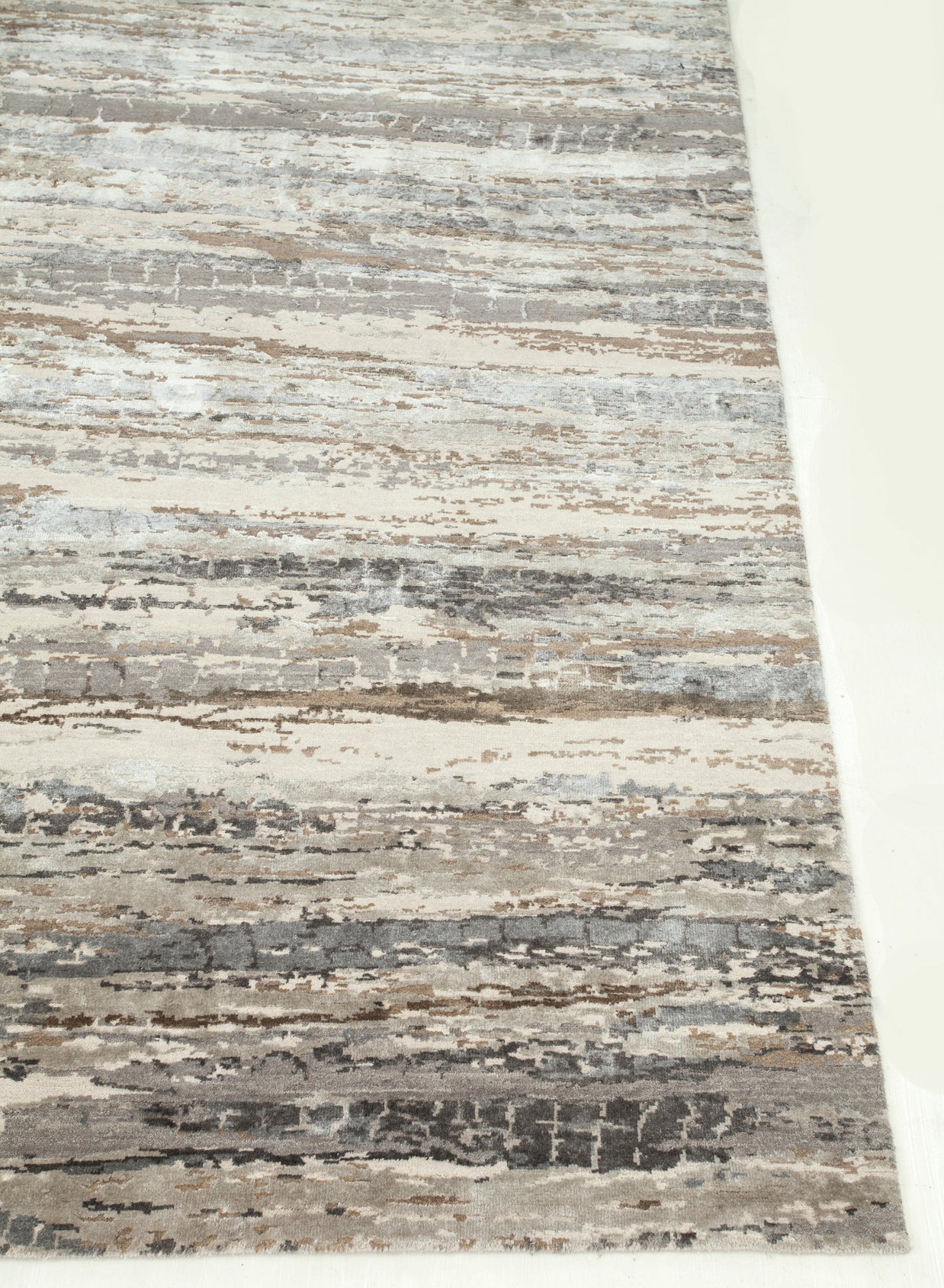 Carpet For Living room 2x3 Feet Ivory Wool and Bamboo Silk Rectangle Abstract Rug