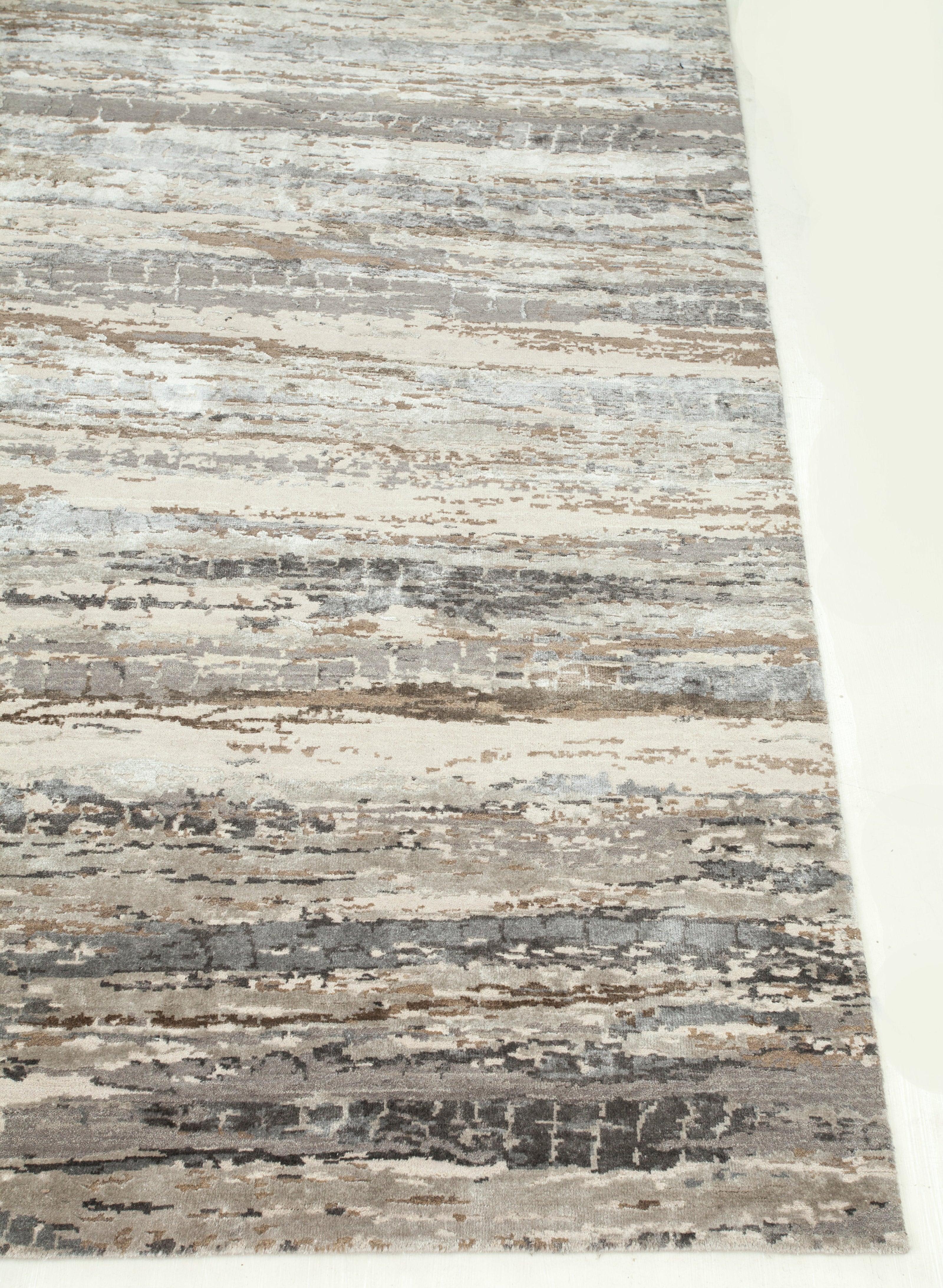 Carpet For Living room 2x3 Feet Ivory Wool and Bamboo Silk Rectangle Abstract Rug