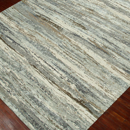 Carpet For Living room 2x3 Feet Ivory Wool and Bamboo Silk Rectangle Abstract Rug