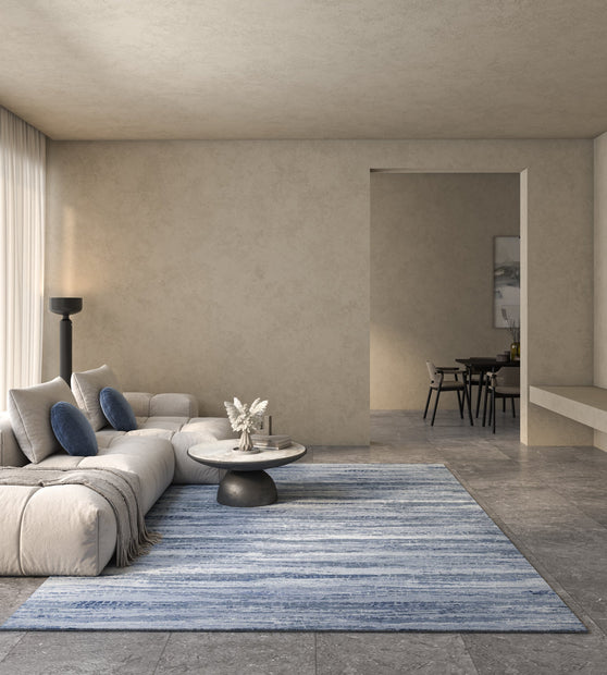 Carpet For Living room 2x3 Feet Grey and Black Wool and Bamboo Silk Rectangle Abstract Rug