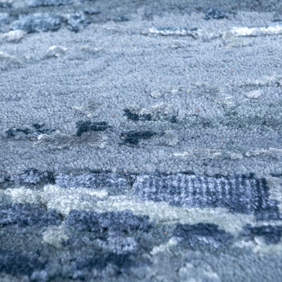 Carpet For Living room 2x3 Feet Grey and Black Wool and Bamboo Silk Rectangle Abstract Rug