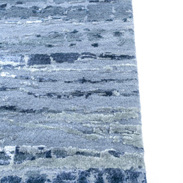 Carpet For Living room 2x3 Feet Grey and Black Wool and Bamboo Silk Rectangle Abstract Rug