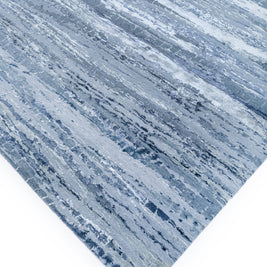 Carpet For Living room 2x3 Feet Grey and Black Wool and Bamboo Silk Rectangle Abstract Rug