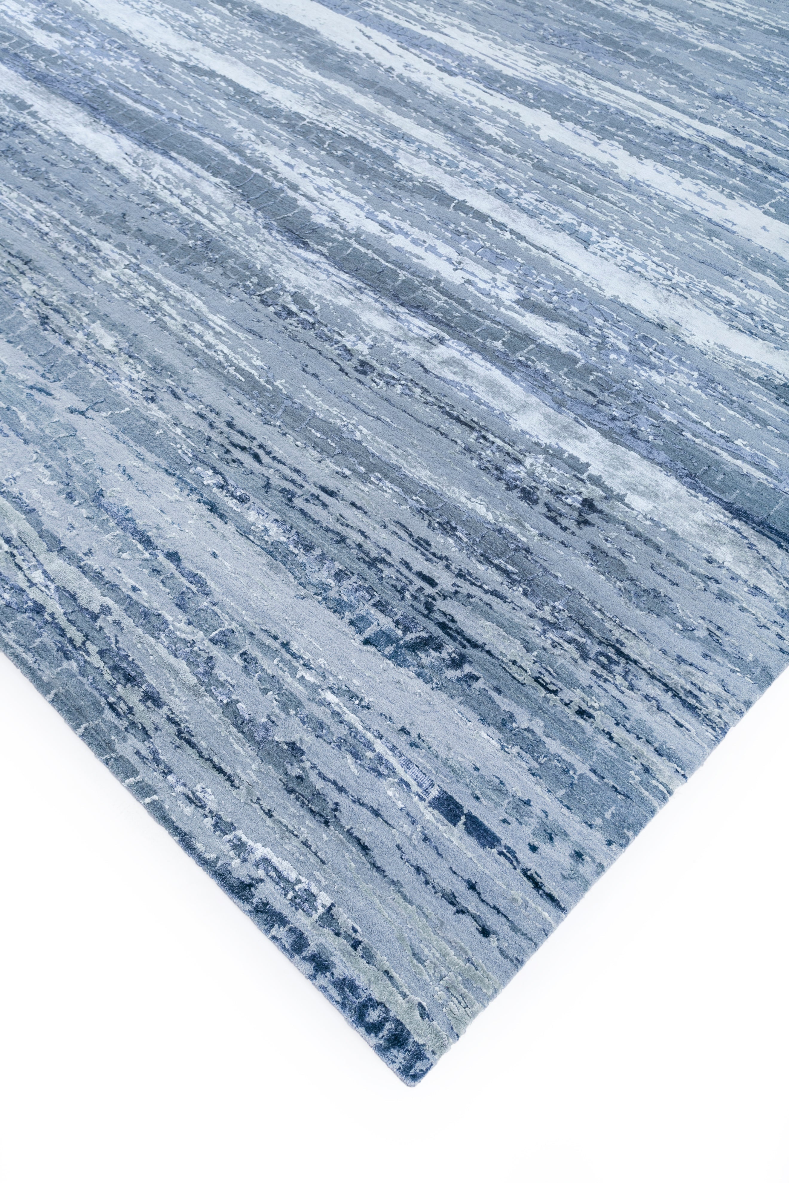 Carpet For Living room 2x3 Feet Grey and Black Wool and Bamboo Silk Rectangle Abstract Rug