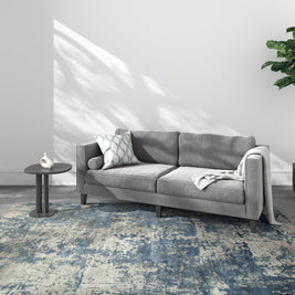 Carpet For Living room 2x3 Feet Grey and Black Wool and Bamboo Silk Rectangle Abstract Rug