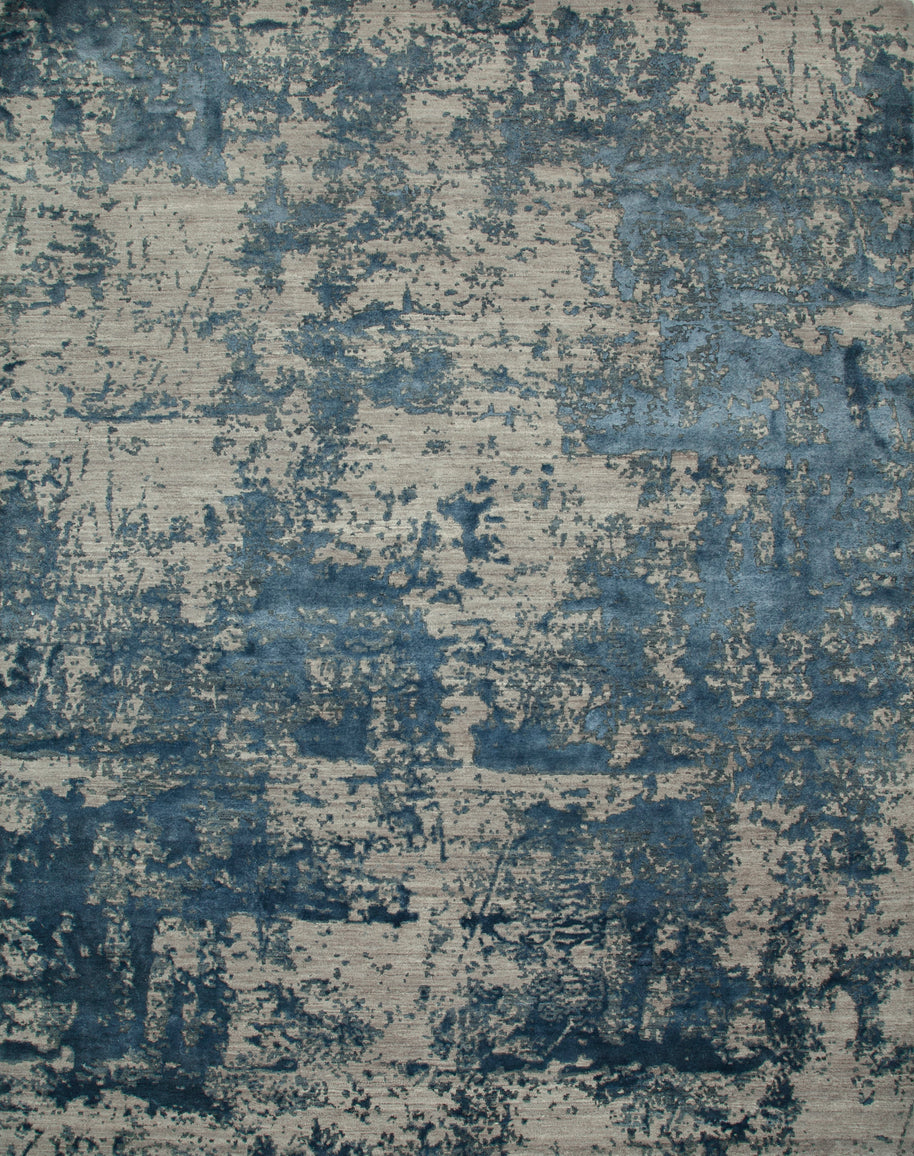 Carpet For Living room 2x3 Feet Grey and Black Wool and Bamboo Silk Rectangle Abstract Rug - I MEAN DESIGN
