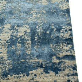 Carpet For Living room 2x3 Feet Grey and Black Wool and Bamboo Silk Rectangle Abstract Rug