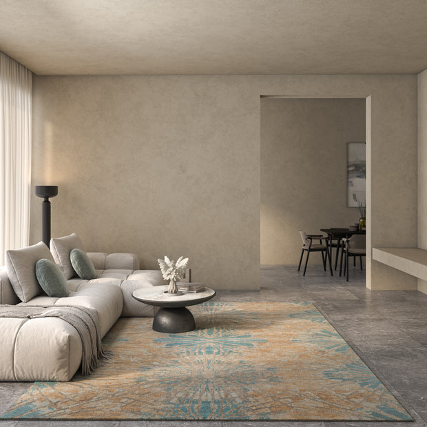 Carpet For Living room 2x3 Feet Green Wool and Bamboo Silk Rectangle Abstract Rug