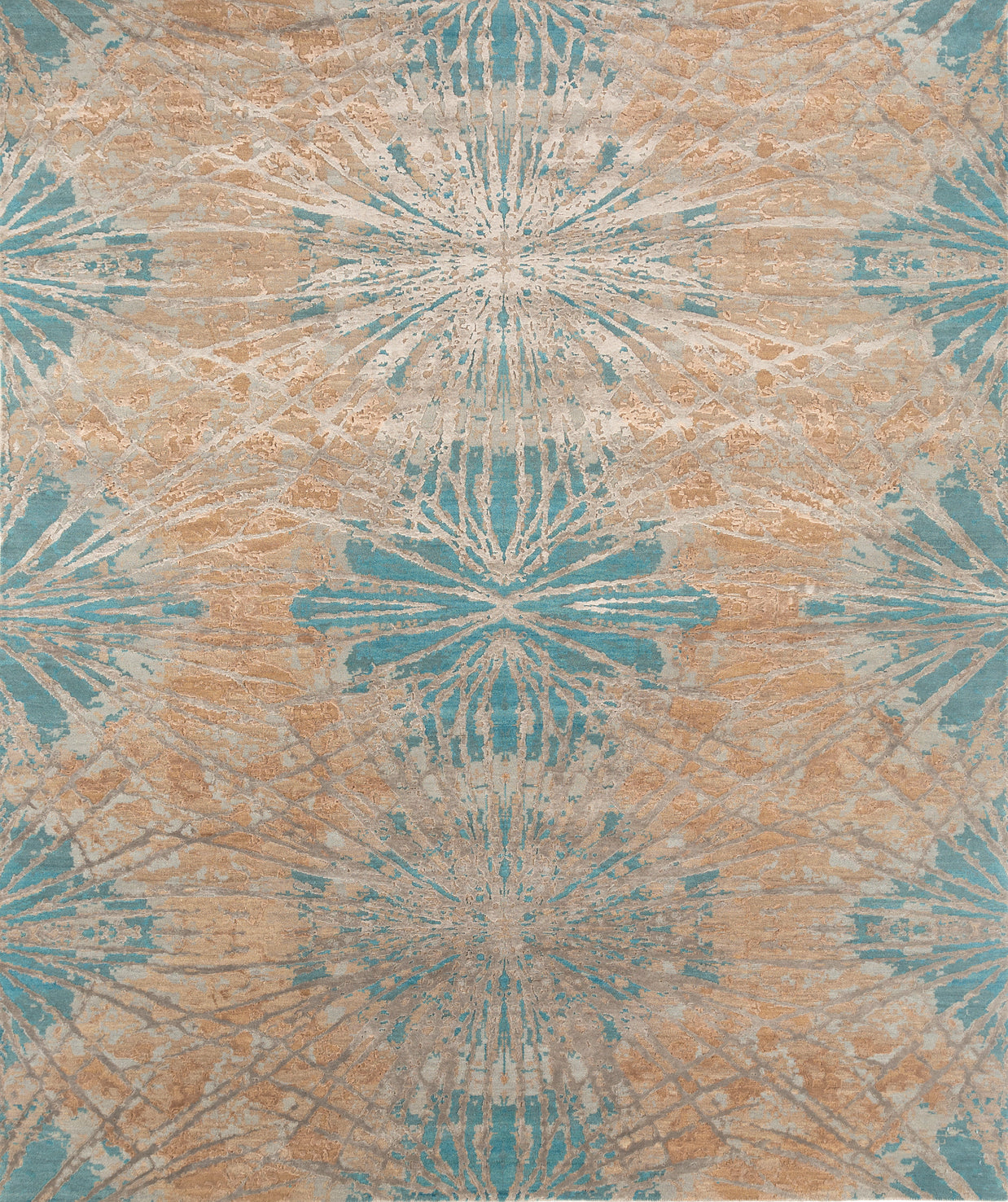 Carpet For Living room 2x3 Feet Green Wool and Bamboo Silk Rectangle Abstract Rug