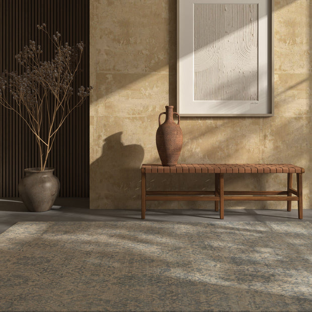 Carpet For Living room 2x3 Feet beige and brown Wool and Bamboo Silk Rectangle Abstract Rug