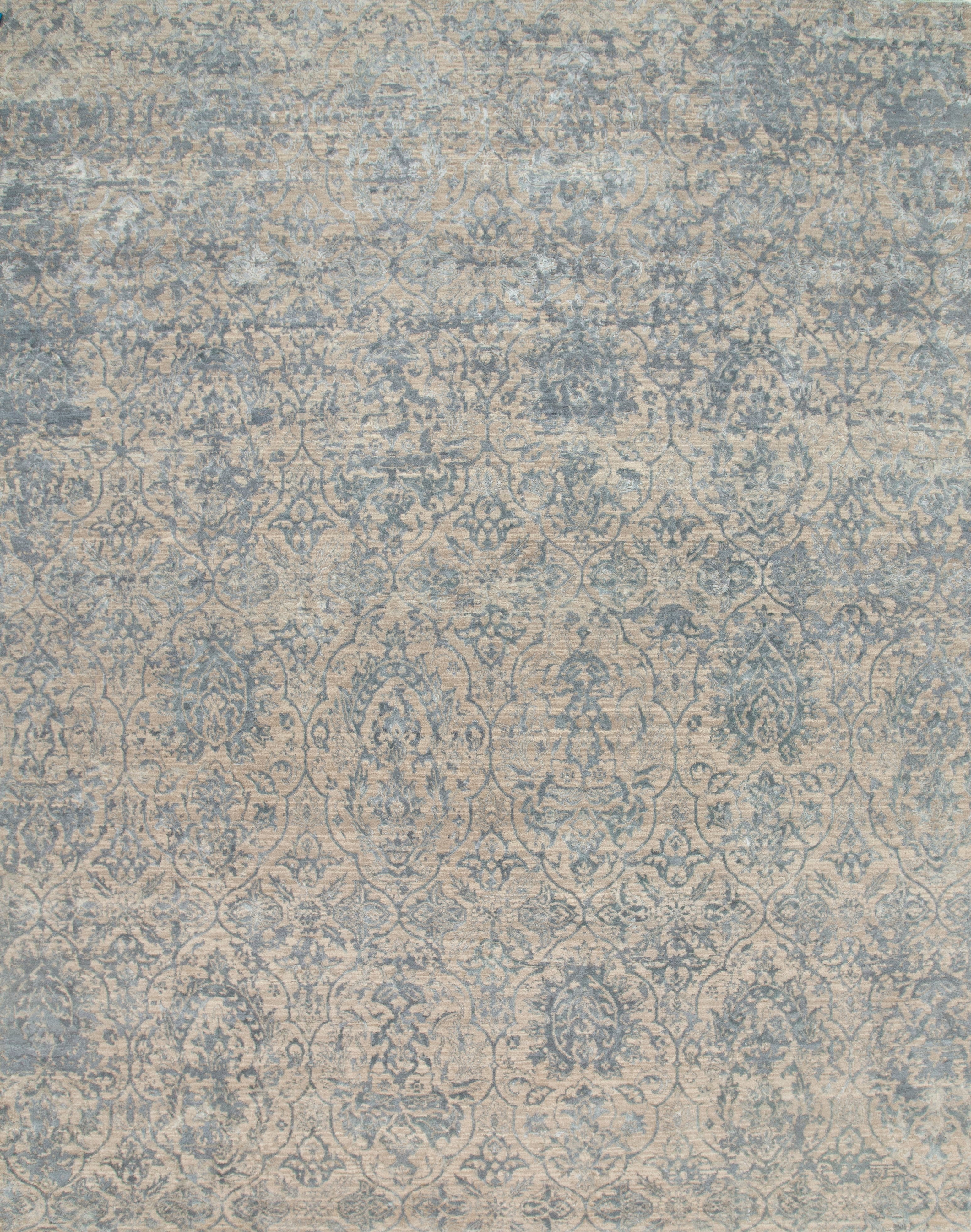 Carpet For Living room 2x3 Feet beige and brown Wool and Bamboo Silk Rectangle Abstract Rug