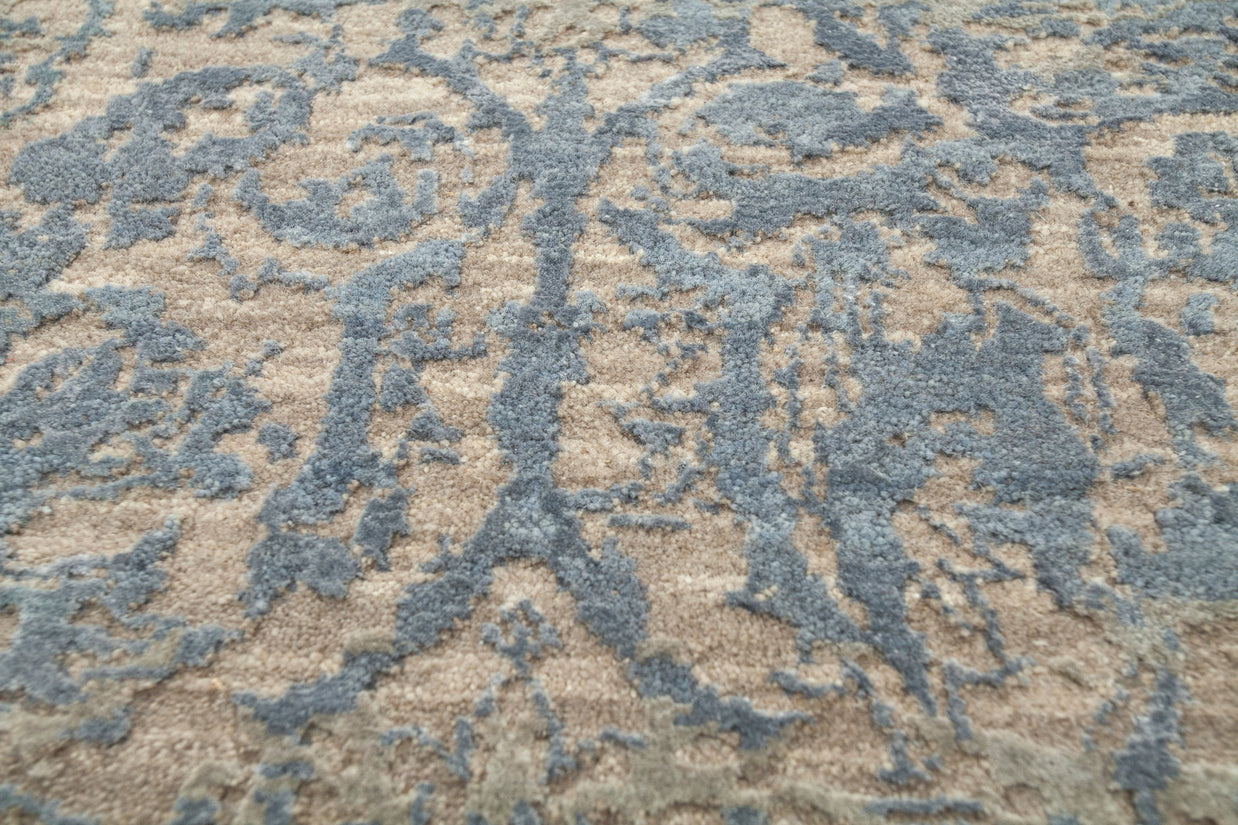 Carpet For Living room 2x3 Feet beige and brown Wool and Bamboo Silk Rectangle Abstract Rug