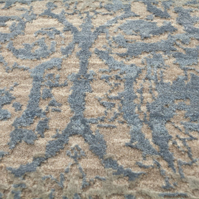 Carpet For Living room 2x3 Feet beige and brown Wool and Bamboo Silk Rectangle Abstract Rug