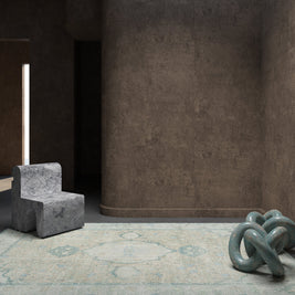 Carpet For Living room 2x3 Feet Blue Wool Rectangle Vintage and Distressed Rug