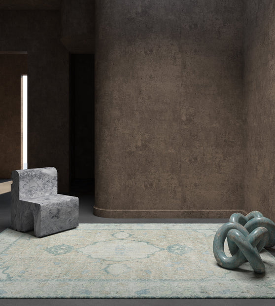 Carpet For Living room 2x3 Feet Blue Wool Rectangle Vintage and Distressed Rug