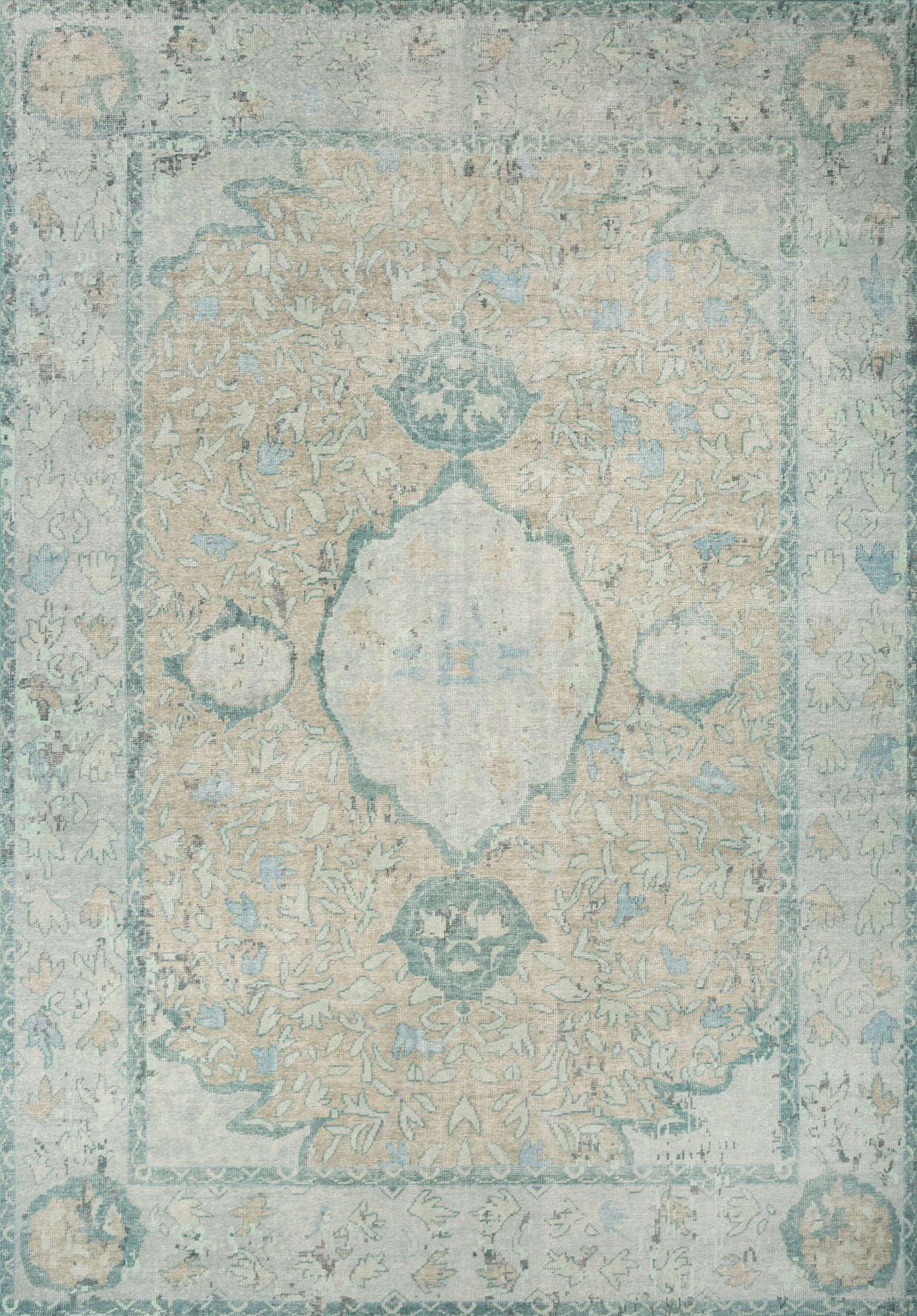 Carpet For Living room 2x3 Feet Blue Wool Rectangle Vintage and Distressed Rug