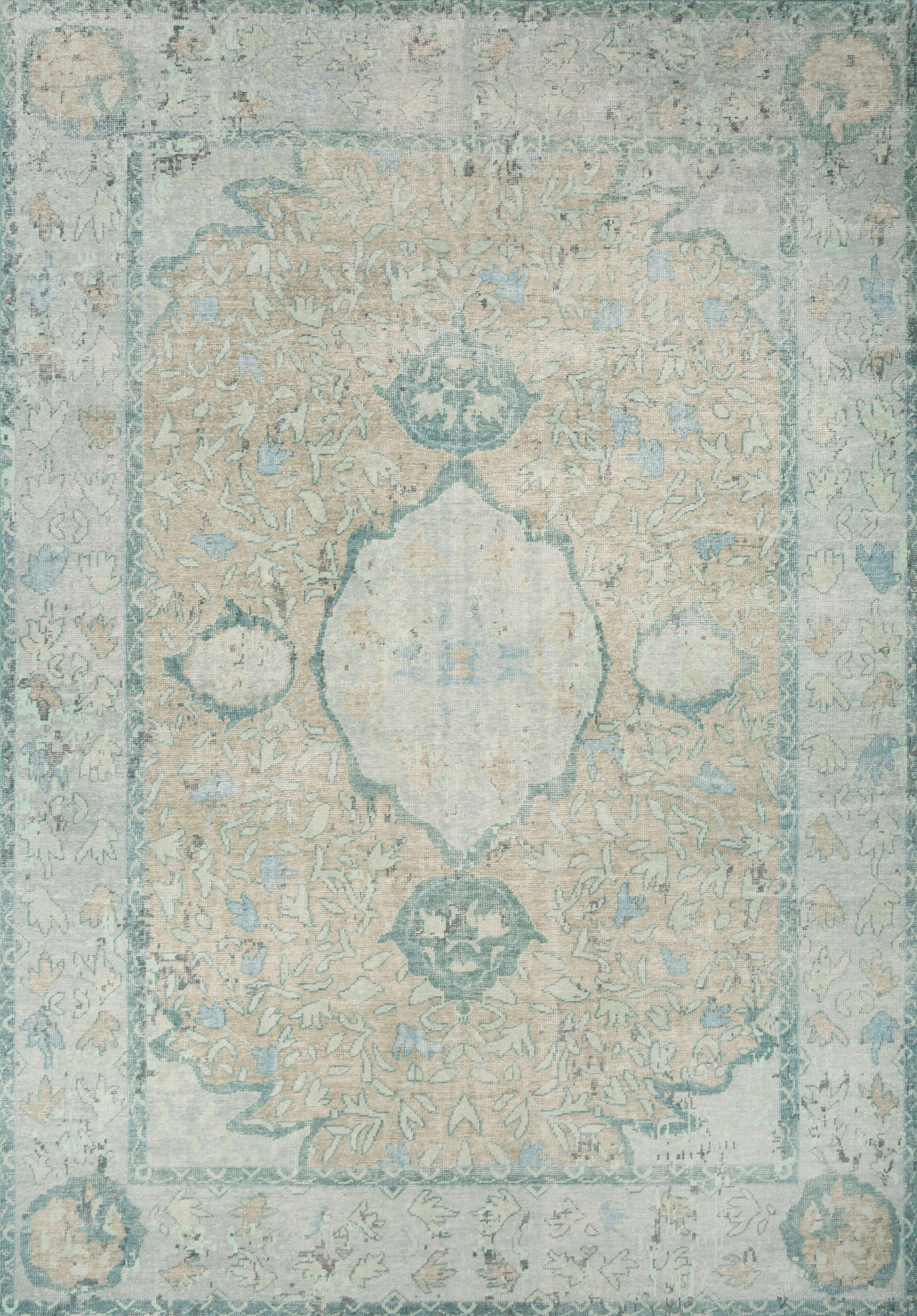 Carpet For Living room 2x3 Feet Blue Wool Rectangle Vintage and Distressed Rug