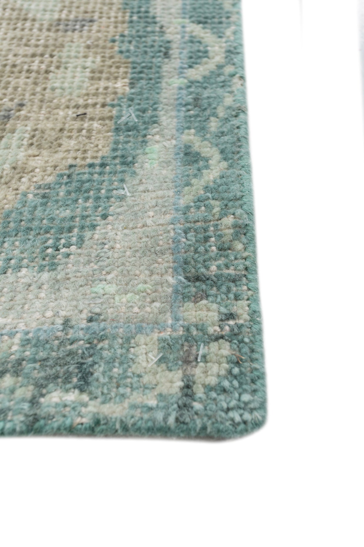 Carpet For Living room 2x3 Feet Blue Wool Rectangle Vintage and Distressed Rug