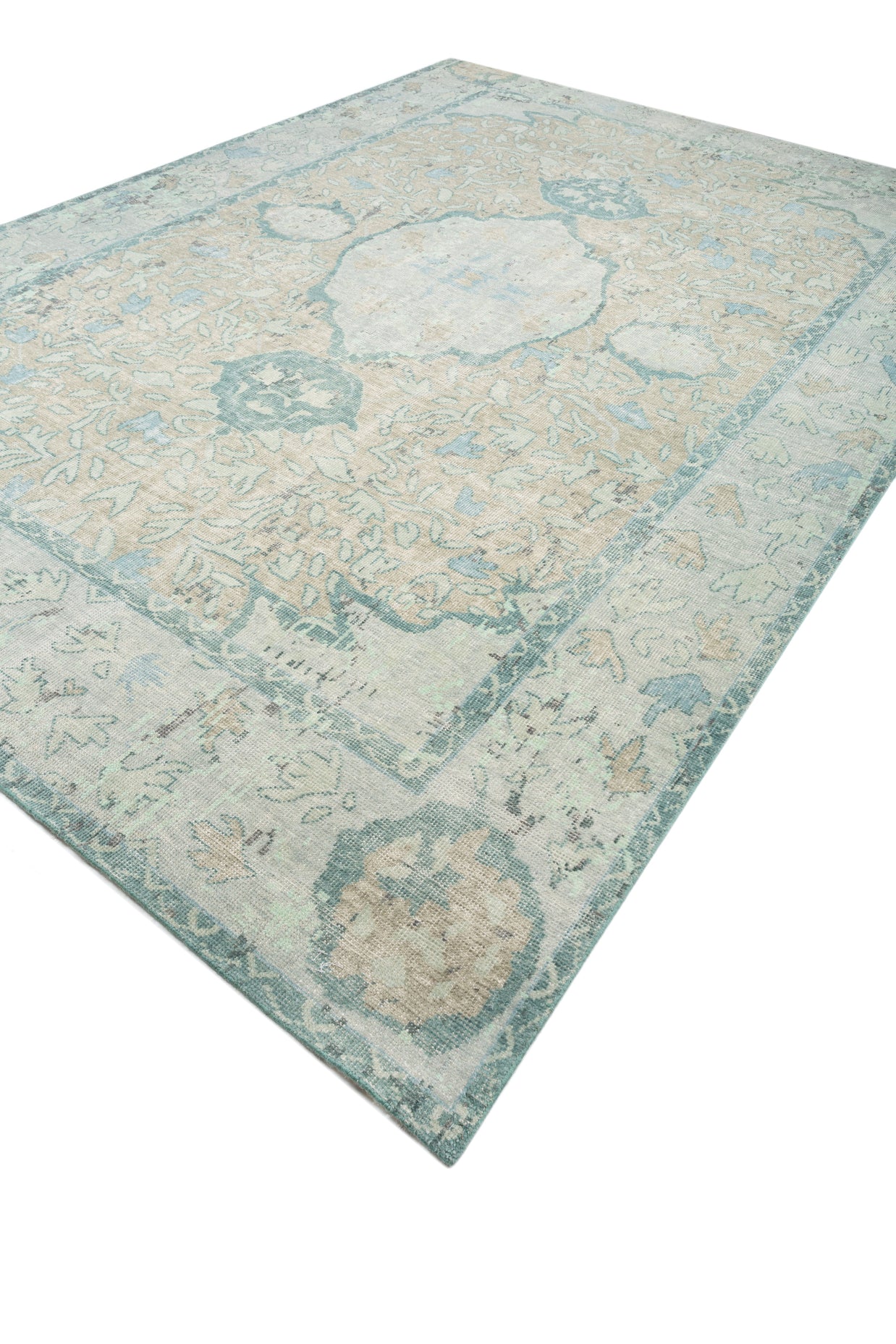 Carpet For Living room 2x3 Feet Blue Wool Rectangle Vintage and Distressed Rug