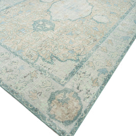 Carpet For Living room 2x3 Feet Blue Wool Rectangle Vintage and Distressed Rug