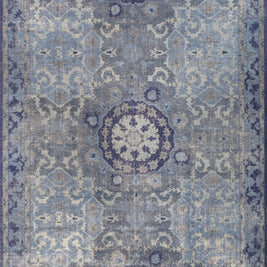 Carpet For Living room 2x3 Feet Blue Wool Rectangle Vintage and Distressed Rug