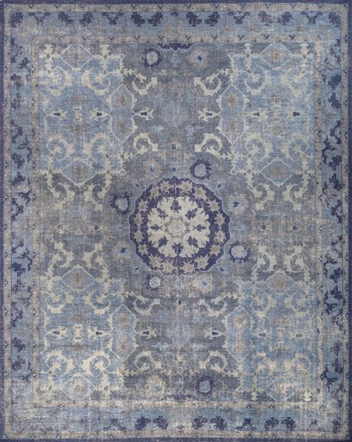 Carpet For Living room 2x3 Feet Blue Wool Rectangle Vintage and Distressed Rug
